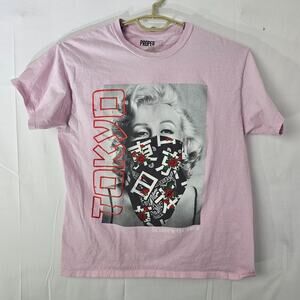 Proper Tees Tokyo T Shirt Mens Medium Retro Graphic Pink Streetwear Short Sleeve